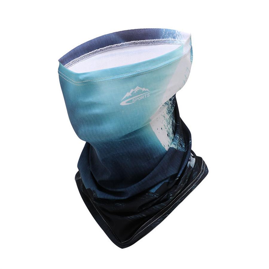 Printed Cooling Neck Gaiter, UPF50+ UV Protection, Multi-Use Face Mask for Cycling, Hiking, Outdoor Sports L синий