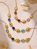 Elegant Multi-Faceted Glass Stone Clavicle Necklace - Transparent Water Drop Design, Light Luxury Style, Stainless Steel