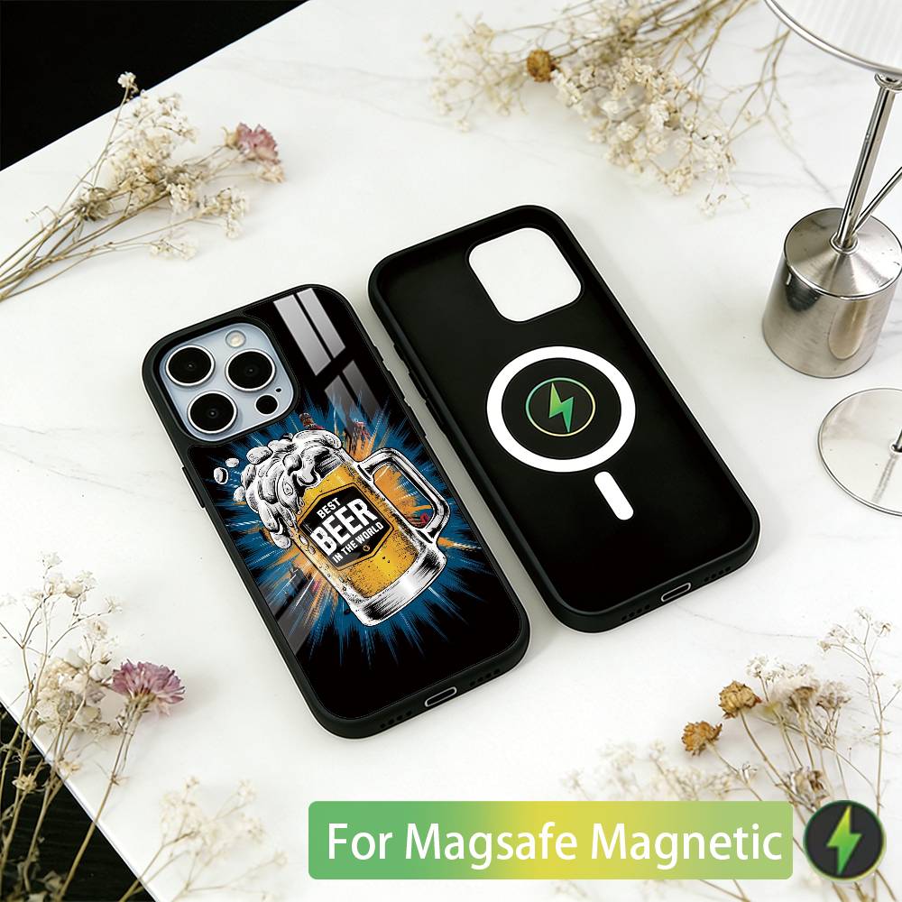 Lnteresting Beer Printing Phone Case For iPhone17,16,15,14,13,12,11 Plus,Pro Magnetic For Magsafe Wireless Charging