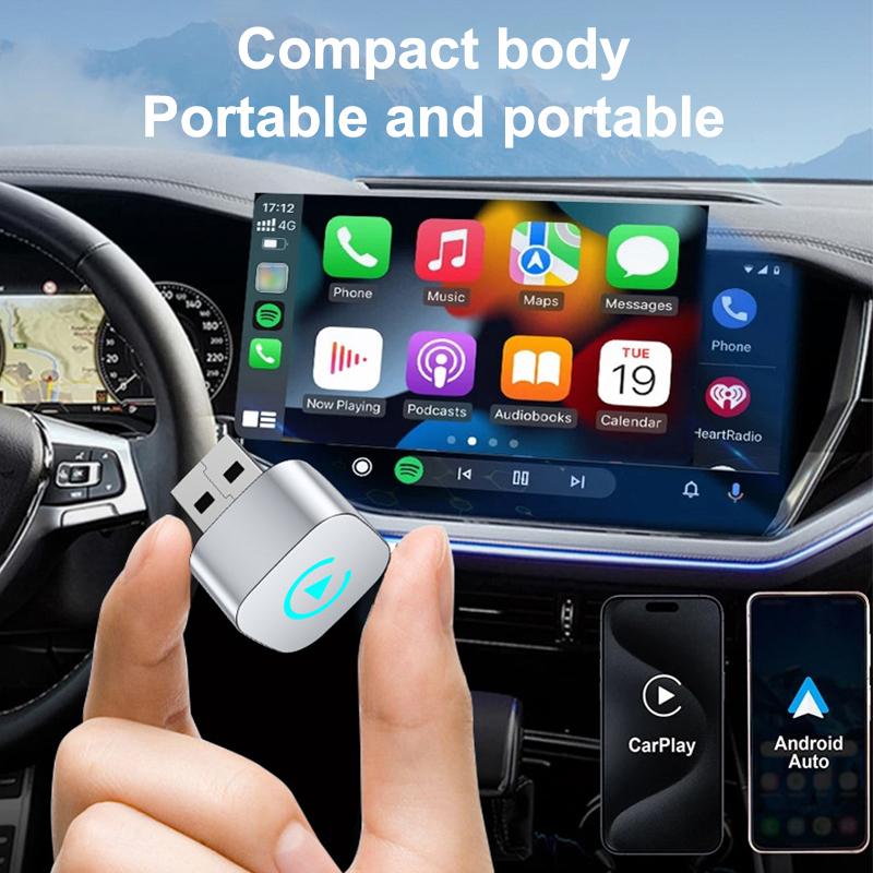 Wireless Carplay Adapter With Alarm Light For Iphone Android Auto 2In1 Wired To Wireless Ai Box Usb Connection For Truck Vehicle