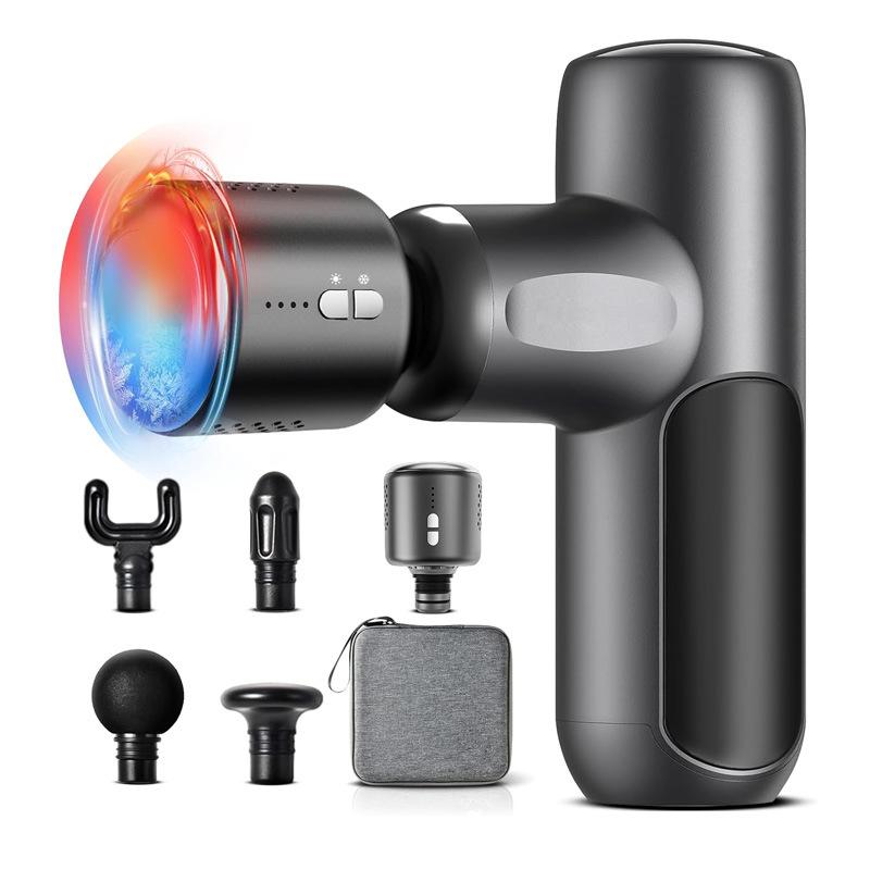 Portable Rechargeable Handheld Percussion Muscle Massager, Fascia Gun Massage Gun Head with Heat and Cool