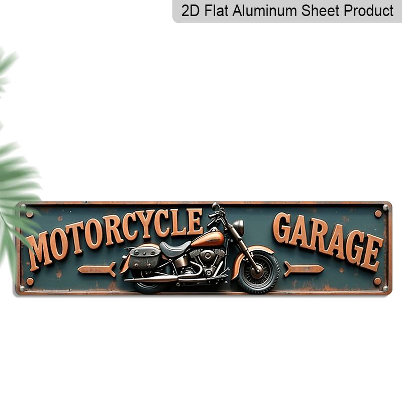 

2D Flat Retro Motorcycle Garage Metal Sign - 1pc, Retro Motorcycle Wall Art, Aluminum Decorative Sign for Man Caves, Bars, Workshops, Size 3.93x15.74 40cm x 10cm