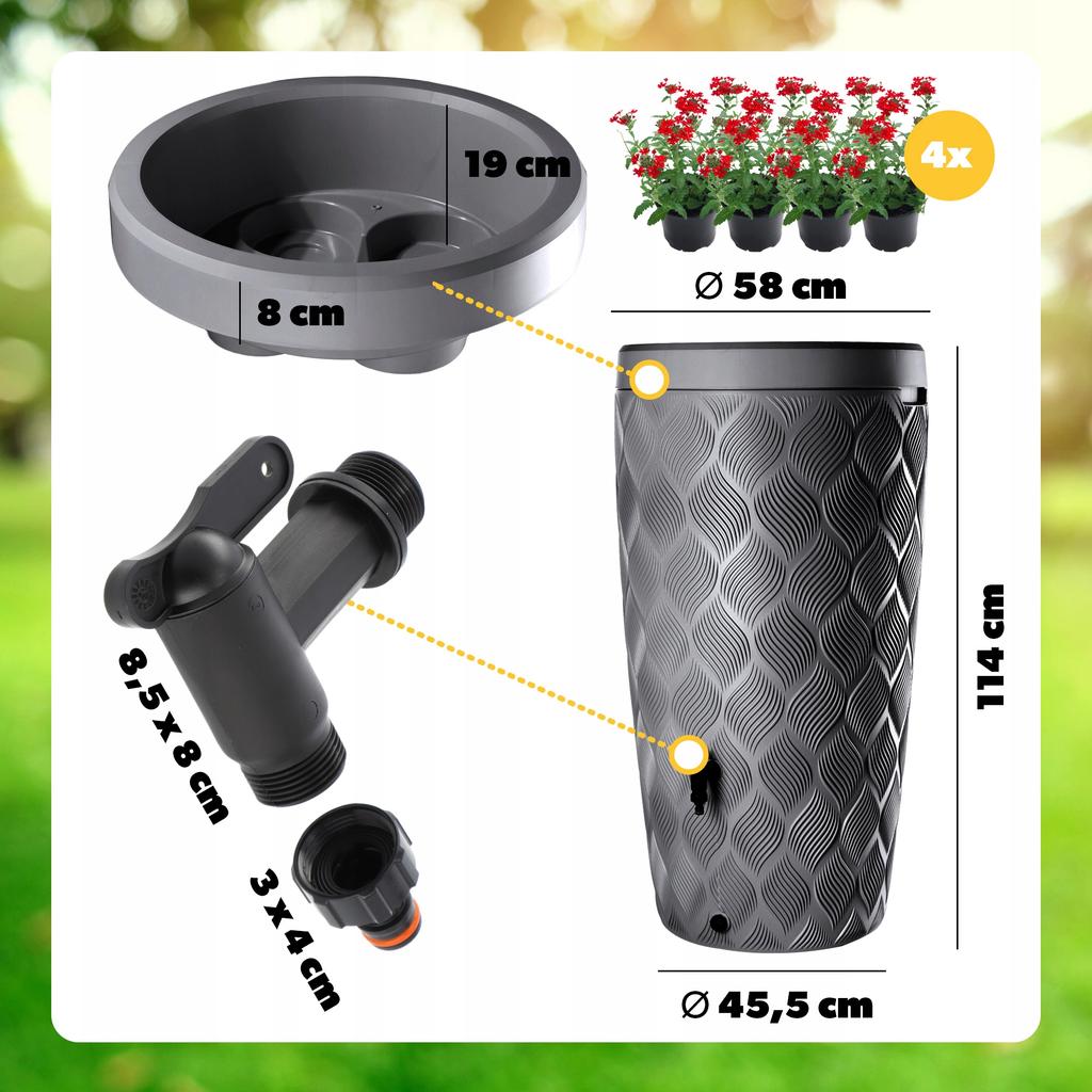 KADAX Rainwater Tank 240L Water Barrel Container With Tap Pot Large