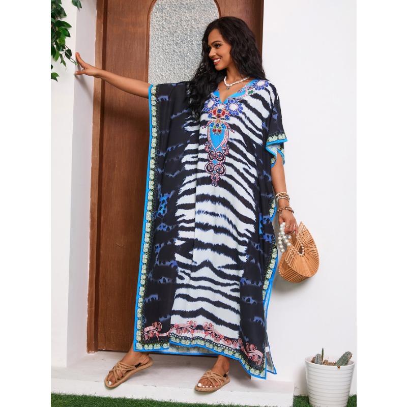 Plus Size Women's New Printed Holiday Beach Cover Up