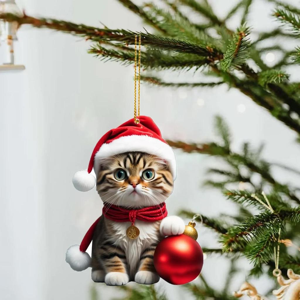 Cartoon süße Katze 2023 Weihnachtsschmuck hängende Dekoration Geschenk Weihnachten hängender Baum personalisierter Anhänger Partyzubehör