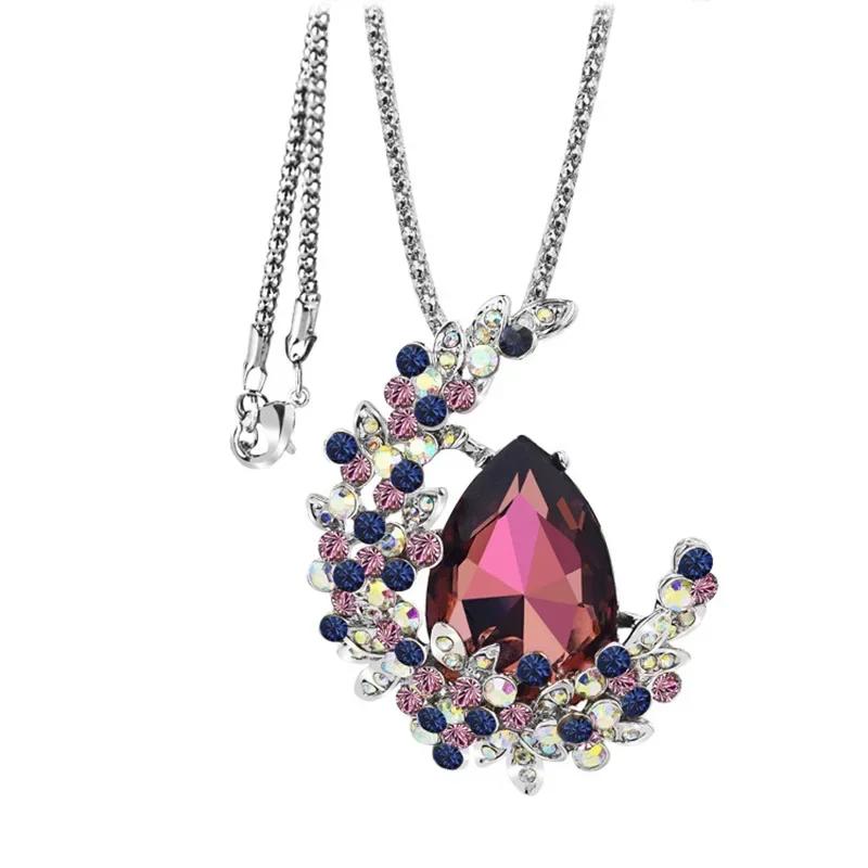 Long Necklaces & Pendants Vinatge Blue Square Necklace for Women Fashion Collier Femme