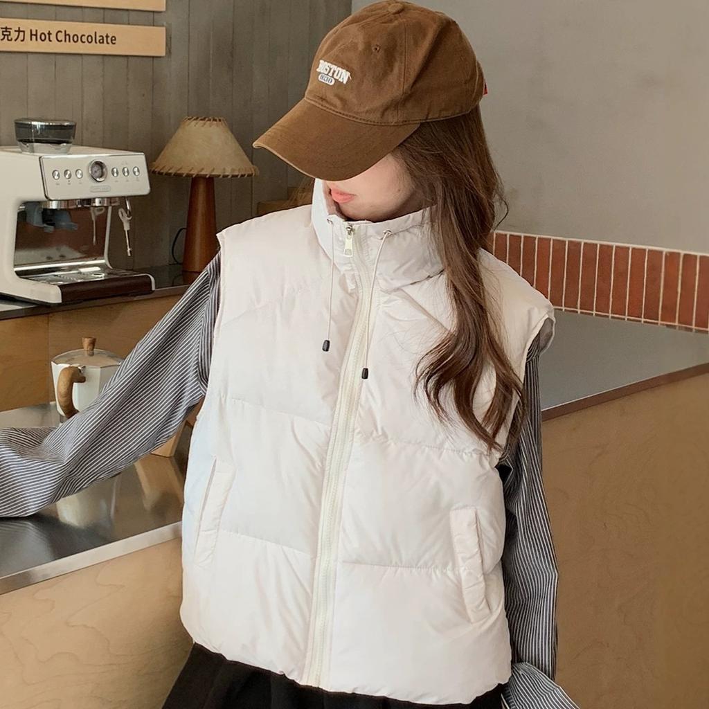 New Bread Puff Cotton Vest Women's Korean Version Stand-up Collar Small Coat Women's Versatile Warm Outer Jacket