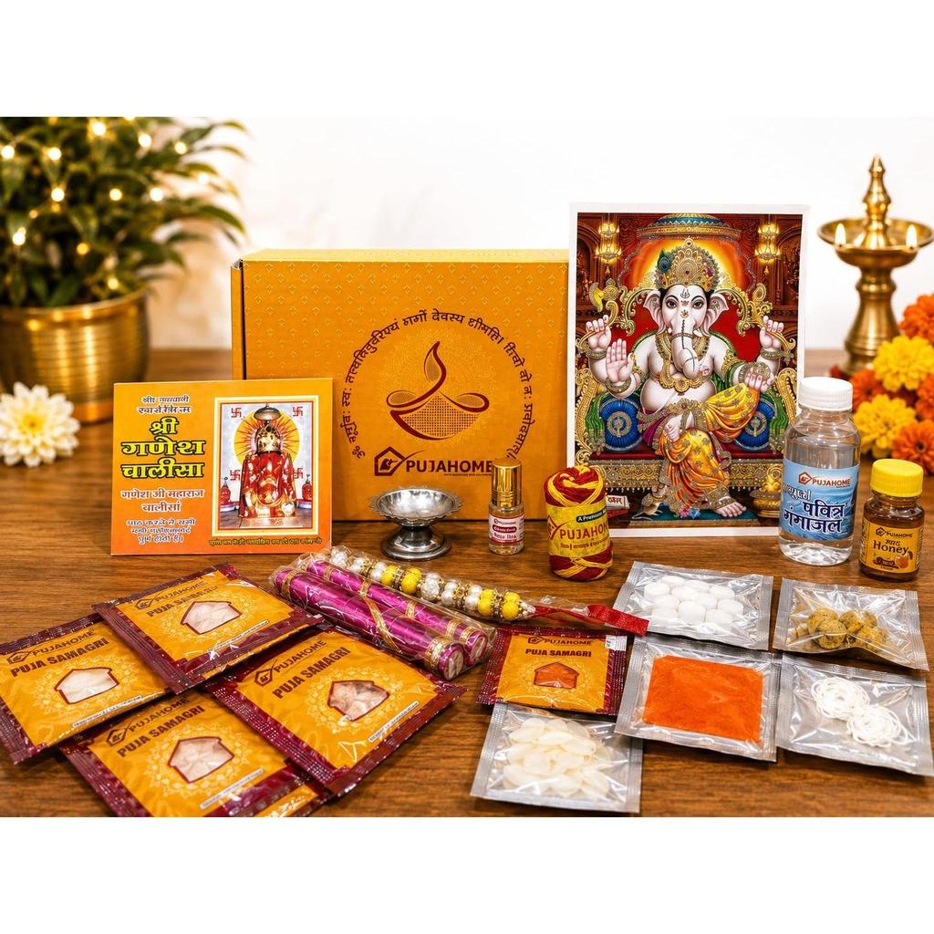 Ganesh Puja Samagri Kit – Complete Ganesh Pujan Essentials | Ganpati Pooja Kit Items | Ideal for Ganesh Chaturthi, Ganesh Sthapana