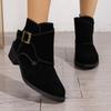 2024 Autumn Casual Women's Ankle Boots Retro Modern Boots Women Belt Buckle Pointed Toe Square Heel Shoes Women Zapatos