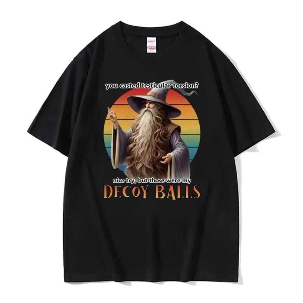 Schattenmagier Lustiges T-Shirt Hodenverdrehung Meme Grafik T-Shirt Männer Frauen Retro Gothic Übergroßes Kurzarm-T-Shirt Tops