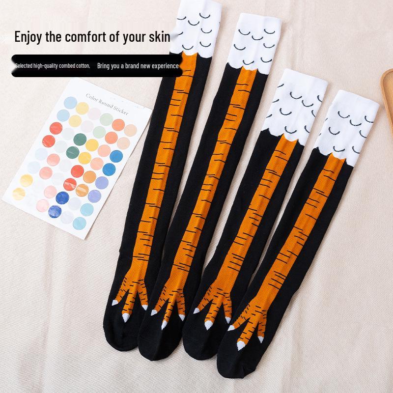 Women’s Chicken Foot Socks - Trendy Funny Calf-Length Fitness Socks Inspired by Douyin Internet Celebrity Style