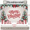 Party Banner Pine Tree Ornaments Bows Christmas Backdrop, Polyester Wall Decor for Celebration & Photos