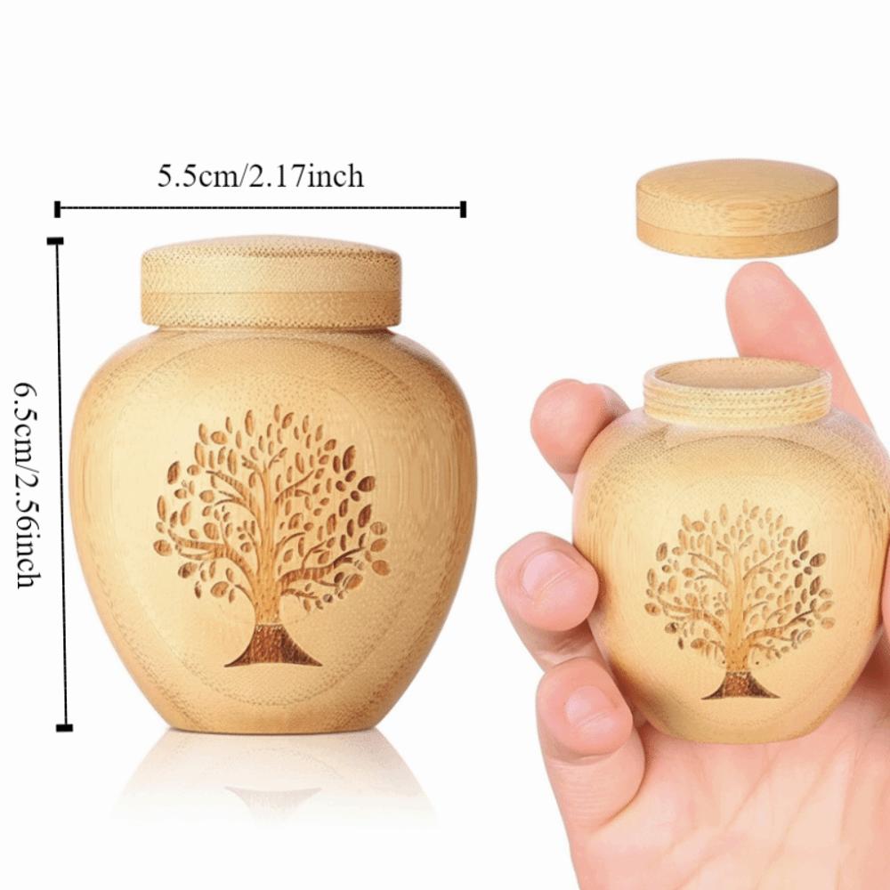 Bamboo Mini Pet Urn Tree Patterns Pet Commemorative Box Dog Keepsake Urns Memorial Gift