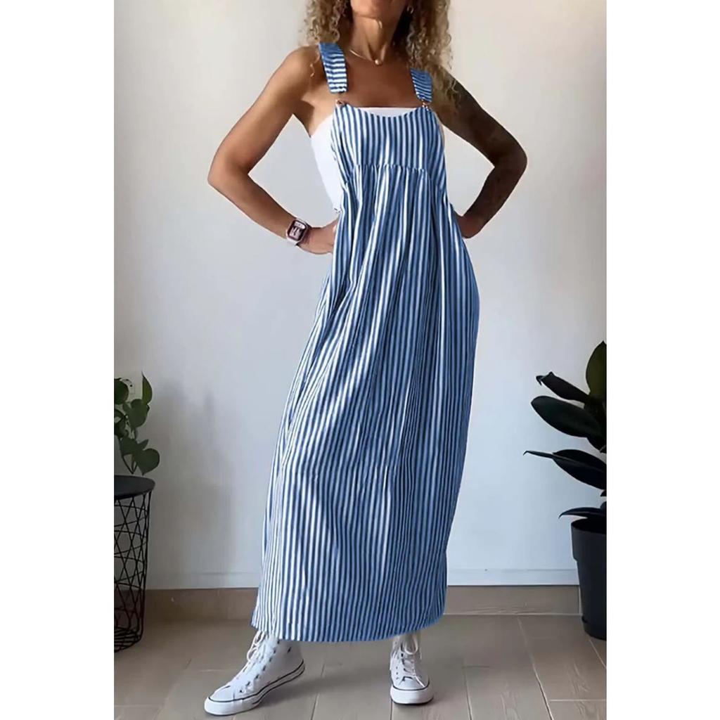 Summer Women's Fashion Striped Suspender Dress, European & American Style Crossborder Casual Dress for Independent Stations