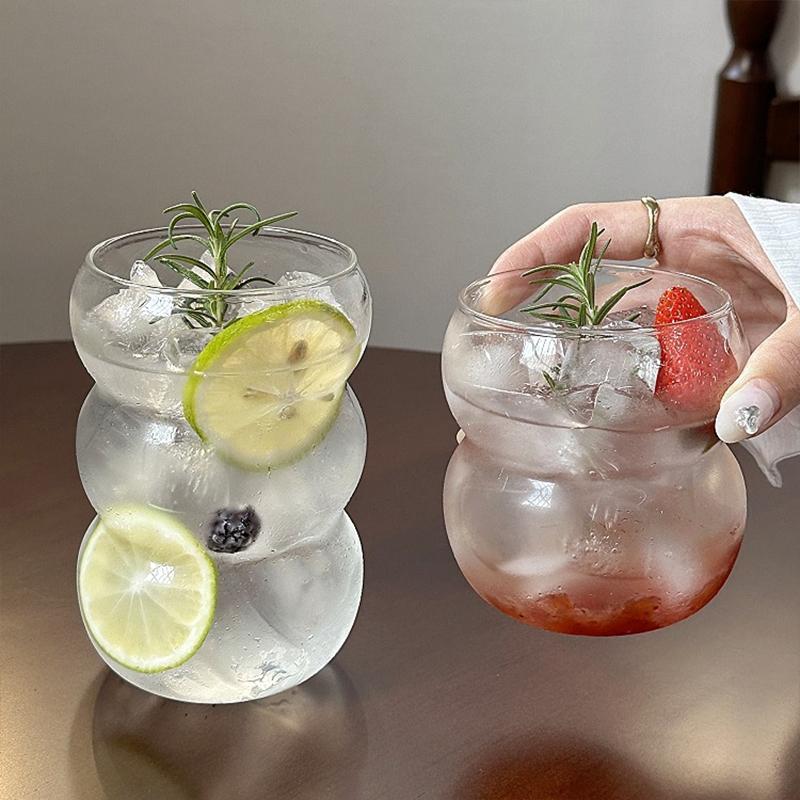 Glass Water Cup Decorative Drinkware Cold Coffee Cups Coffee Mugs Cocktail Drinkware Desk Aesthetic Cups Office Table Accessorie