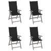 VidaXL Set of 4 Reclining Garden Chairs with Cushions, Patio Seats, Dining Chairs, Patio Furniture 3065384