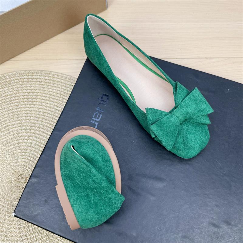 Fashion Flat Shoes for Women 2025 Spring and Autumn New Shallow Bow Square Toe Work Shoes Flat Large Size Women's Shoes Loafers