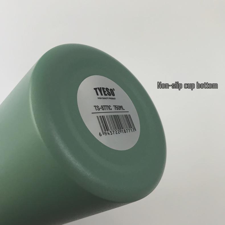 TYESO Portable Insulated Sports Cup with Handle and Straw - Trendy Stainless Steel Design