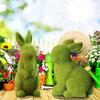 Flocked Easter Decor Resin Garden Bunny Statue Easter Garden Ornament