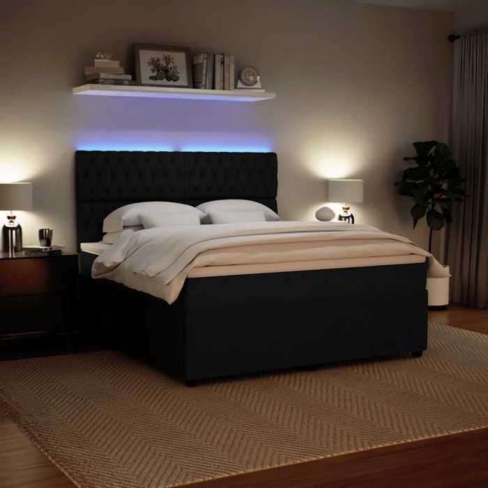 Exclusive House - Bed Slatted Base with Mattress Black 180x200 Cm Velvet