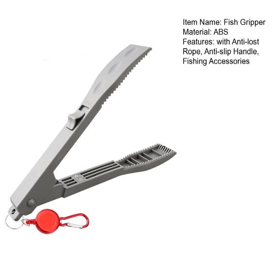 Fish Gripper with Anti-lost Rope Anti-slip Handle Lightweight Portable Fish Grabber Handheld Fish Control Clamp Pliers Tong Fishing Accessories