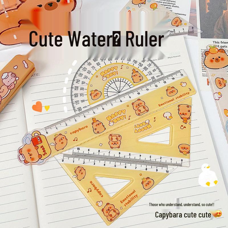 Cute Capybara 4-Piece Stationery Ruler Set - 15cm