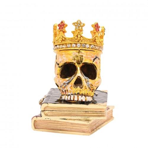 Gothic Gold Skull with Crown Jewellery Box