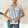 2026 New Women's Fashion Casual Loose V-Neck Striped Pocket Ladies' Shirt