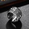 Niche Men's Adjustable Engravable Thai Silver Ring - Aged Retro Fashionable Personality Ring