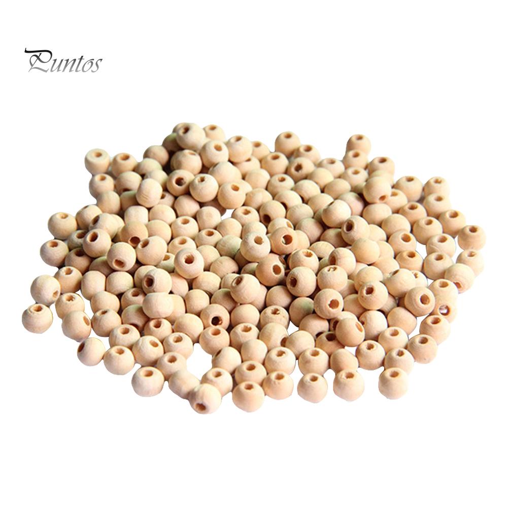 Puntos DIY 100Pcs Natural Wood Round Ball Spacer Beads Craft Jewelry Clothes Decor