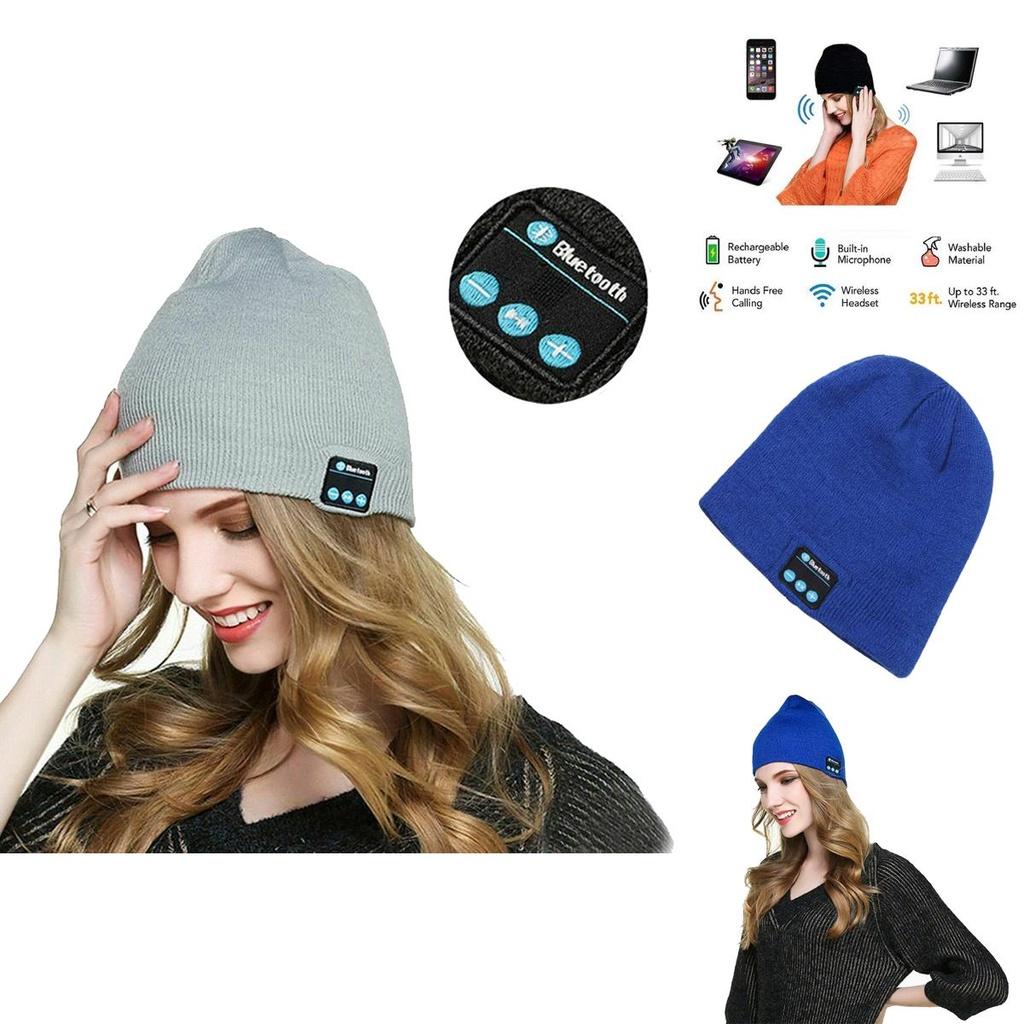 Soft Warm Beanie Hat Bluetooth Smart Cap With Wireless Headphone Set And Speaker Mic