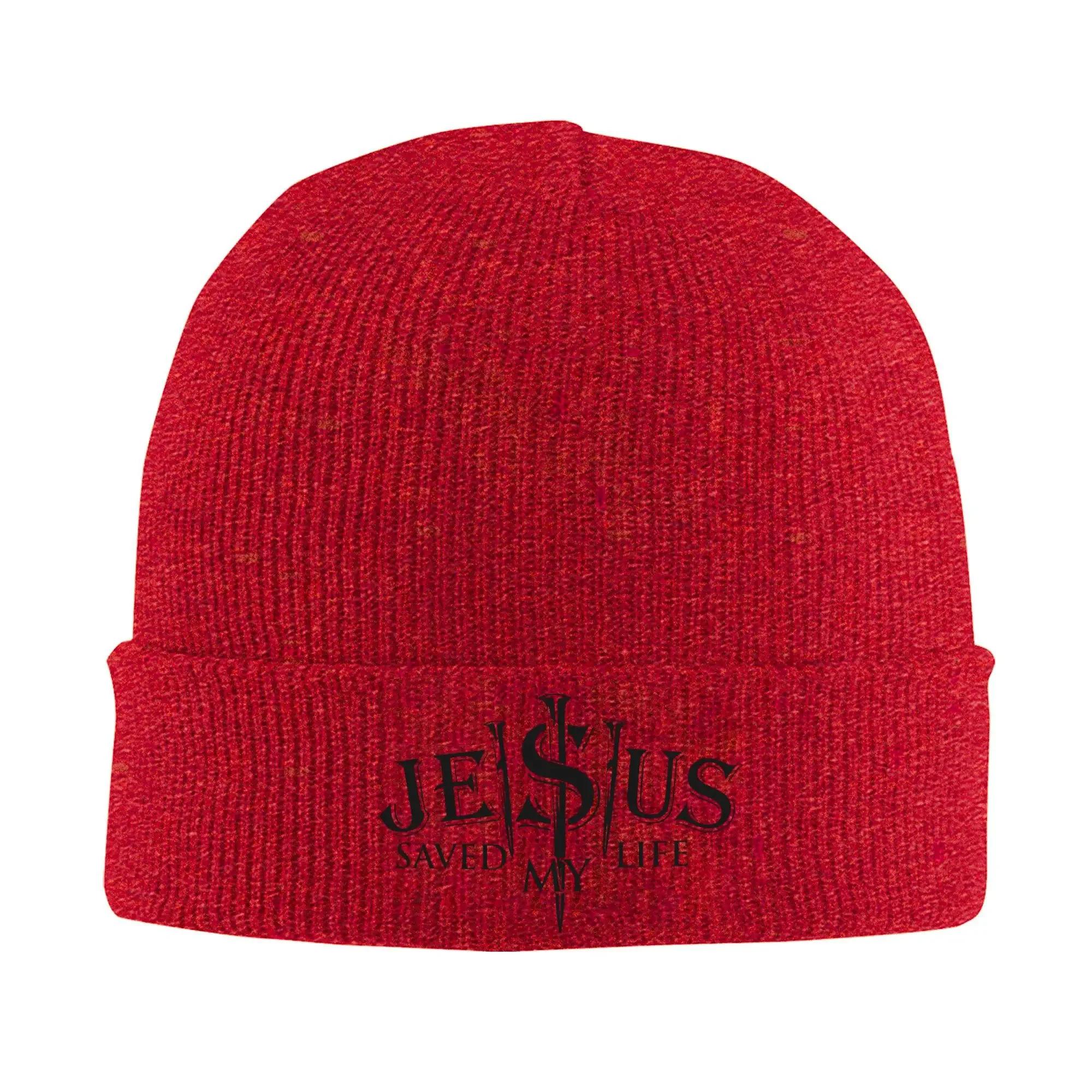 

Custom Jesus Saved My Life Beanie Cap Winter Warm Bonnet Femme Knit Hat Ski Christ Religion Christian Faith Skullies Beanies Hat One Size