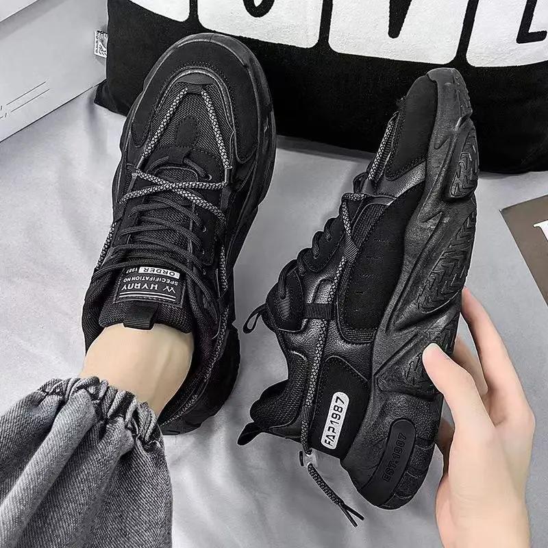 

Весна/лето Новые сетчатые дышащие мужские туфли Универсальные модные спортивные кроссовки для бега Повседневные маленькие белые туфли 44 чёрный