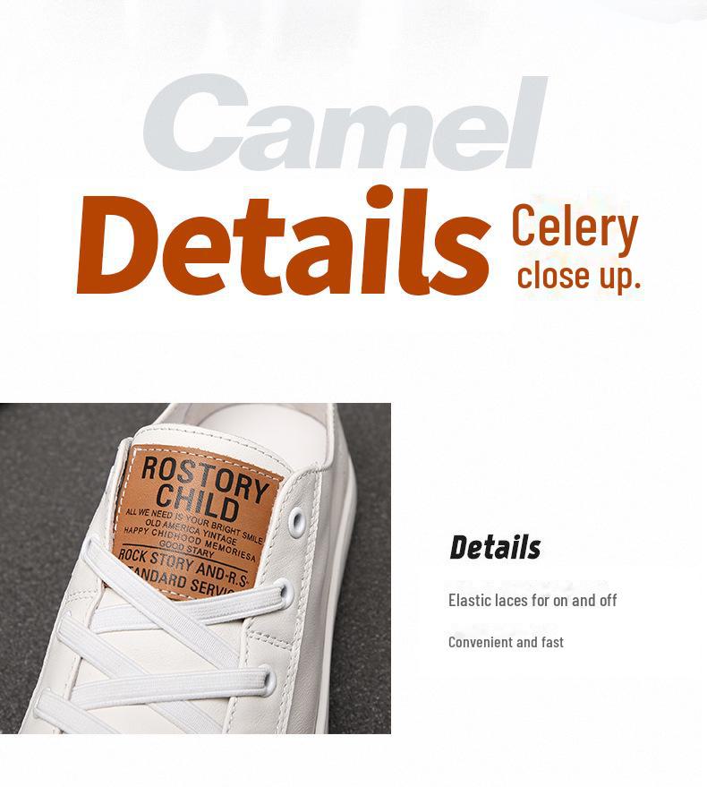 Men's Genuine Leather Low-Top White Sneakers - Breathable Casual Spring/Summer Shoes