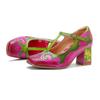 Spring and summer new products women's handmade leather polished retro Mary Jane contrasting color fashion high heels