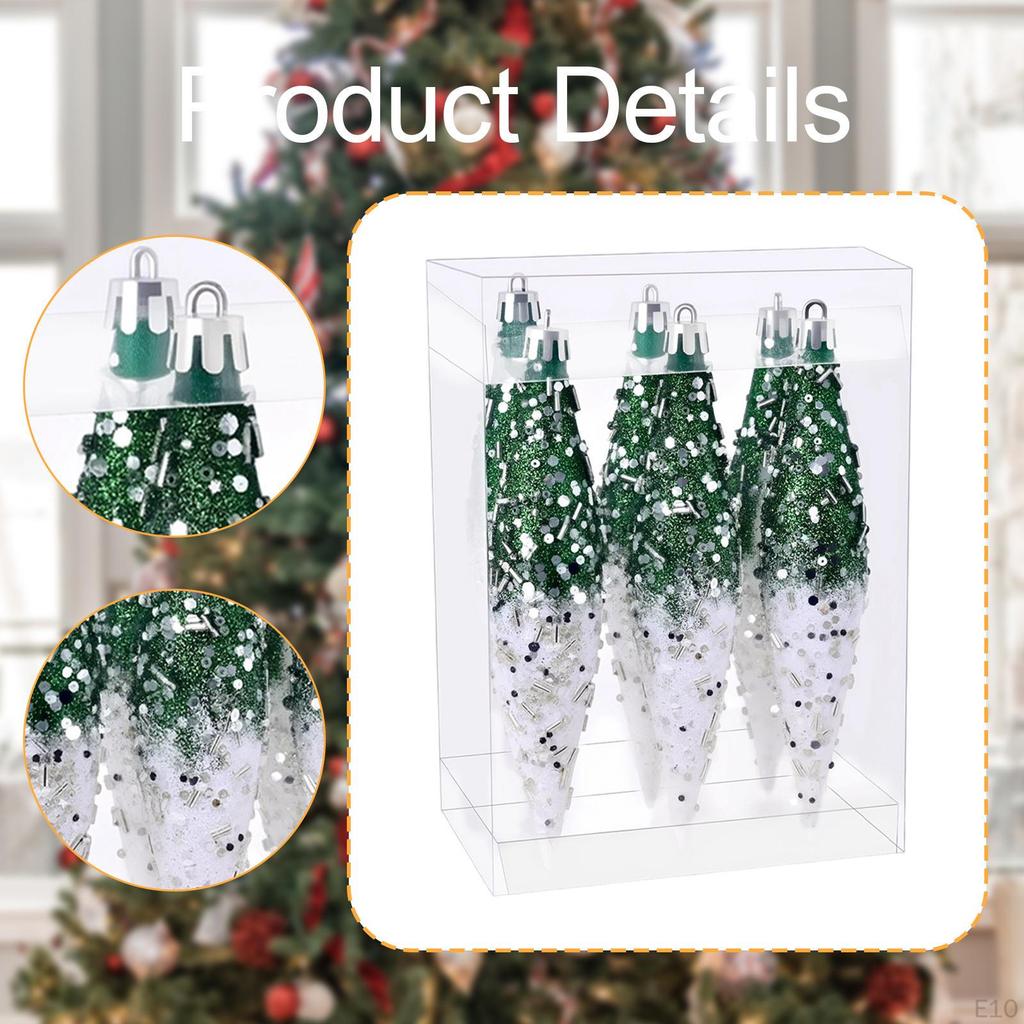 6 Stück Weihnachts-Tropfen Hängeornamente Dekoration Dekorativ Leicht Glitzer