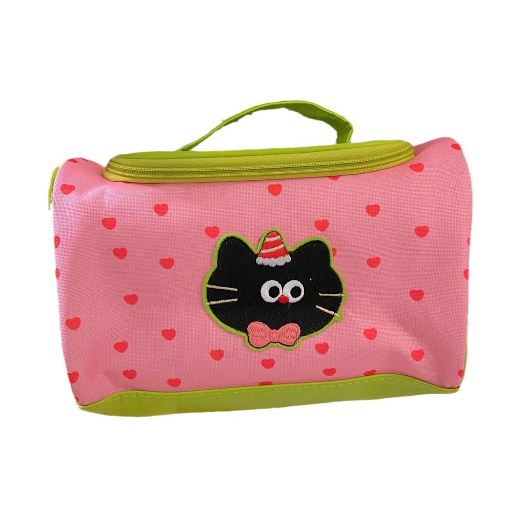 2024 New Large Capacity Cute Cartoon Kitten Cosmetic Bag for Women - Portable Skin Care Storage