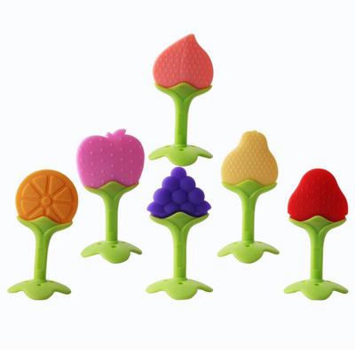 Baby Fruit Teether – Soft Silicone Teething Toy with Handle for Infants and Toddlers