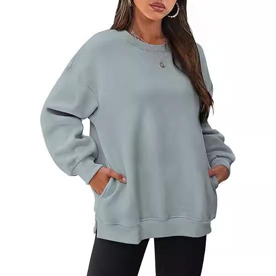Women's Oversized Plus Velvet Round Neck Pullover Sweatshirt