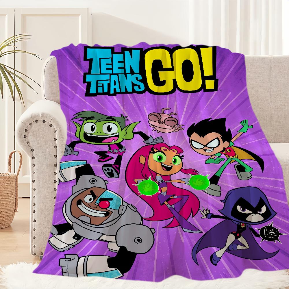 Coperta Peluche Go Carina Cartone Animato Tappeto per Pisolino Divano per Soggiorno Stanza T-Teen Ufficio Caldo Stanza da Letto T-Titans Compleanno Casa Viaggio Regali per Bambini