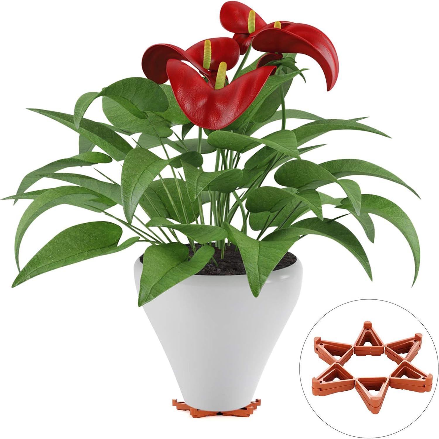 

12Pcs Gardening Flower Pot Foot Pad PP Ventilation Plant Pot Heighten Base Orange L