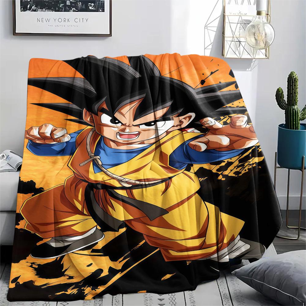 1PC Son Goku Patterned Flannel Blanket Suitable For All Seasons For Home Decor Warmth And Comfort Gifts Holiday Present
