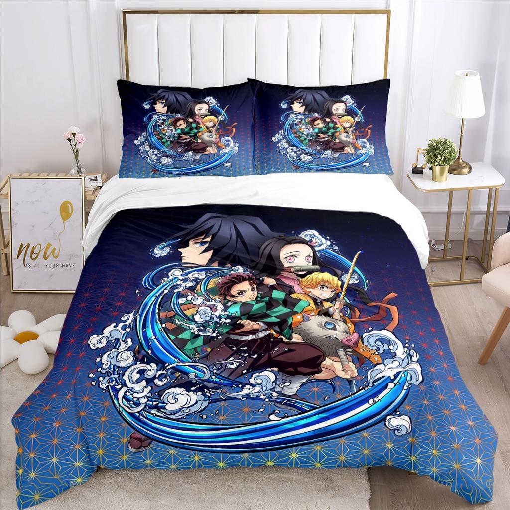 Comforter 3D Printing Demon Slayer Cartoon All Season Comforter Bedding Sets Soft And S Boy Single/Doubl