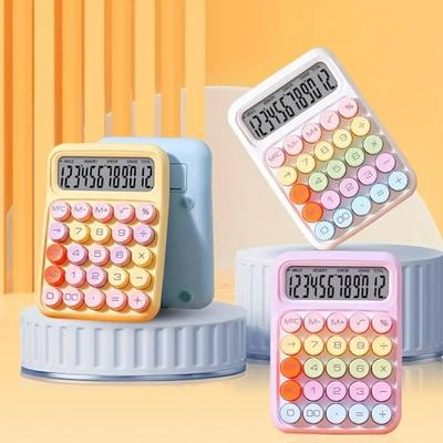 1pc 12-digit Mechanical Keypad Calculator, Mechanical Key Color Calculator, Portable Calculator for Students, Office Workers, and Accountants