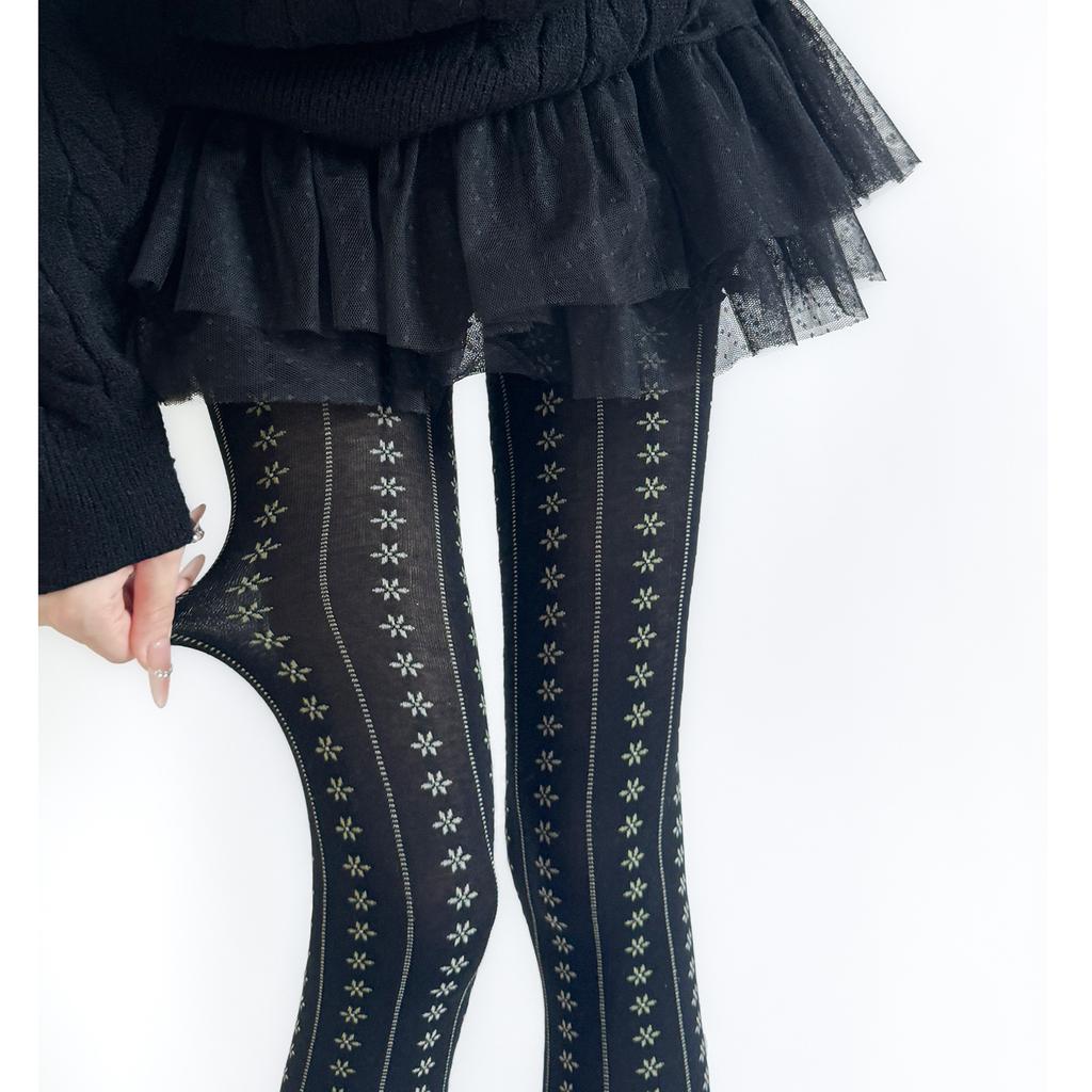 Cotton Women Tights Autumn and Winter Lingerie Slim Stockings Pantyhose Women Retro Rhombus Japanese Solid Color Tight Pantyhose