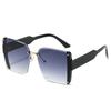 New Luxury Leopard Gradient Square Sunglasses Women Retro Trend Rimless UV400 Protection Fashion Brand Design