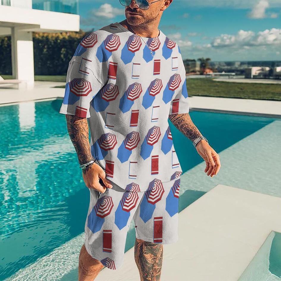 Sommer Herren T-Shirt Shorts Jogginganzug Persönlichkeit 3D Gedruckt Übergroß Herren Kleidung Outfits O-Ausschnitt Lässig Trainingsanzug 2-teiliges Set