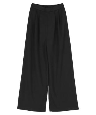 Seedless Pants with Elastic DBXM0451 Women's Maxi-Length Wide-Leg Back, Black,