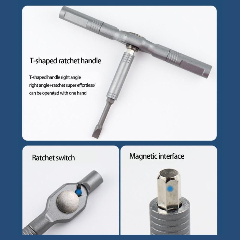 Compacts ratchets Tool Kit Featuring 50 Magnetic And Bidirectional ratchets System For Efficient Screw Driving In Tight