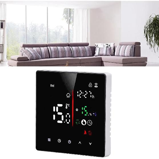 Smart Touchscreen Digital Thermostat, APP Control, 90‑240V LED Display 7 Day Programmable Control Smart Home Thermostat for TUYA AC, for Home,